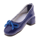 8xFashion Doll PU Leather Block Heel Shoes for 1/6 Blythe Doll Accs Dark Blue