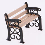 2pcs 1:12 Dollhouse Furniture Mini Wooden Bench with Street Lamp Garden Patio Accessories