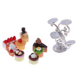 Maxbell 1:12 Miniature Cake Fruit Stand with Tableware Dollhouse Kitchen Accessories
