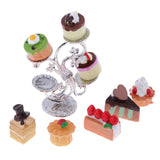 Maxbell 1:12 Miniature Cake Fruit Stand with Tableware Dollhouse Kitchen Accessories