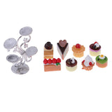 Maxbell 1:12 Miniature Cake Fruit Stand with Tableware Dollhouse Kitchen Accessories