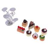 Maxbell 1:12 Miniature Cake Fruit Stand with Tableware Dollhouse Kitchen Accessories