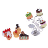 Maxbell 1:12 Miniature Cake Fruit Stand with Tableware Dollhouse Kitchen Accessories