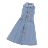 Maxbell Lovely Doll Clothes Sleeveless Denim Dress for 1/6 BJD Doll Clothing Accs