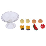 Maxbell 9Pcs Kitchen Food Set Plastic Fruit and Plate Model Dollhouse Miniature 1/12