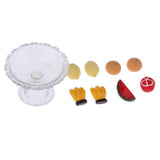 Maxbell 9Pcs Kitchen Food Set Plastic Fruit and Plate Model Dollhouse Miniature 1/12