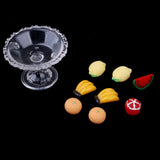 Maxbell 9Pcs Kitchen Food Set Plastic Fruit and Plate Model Dollhouse Miniature 1/12