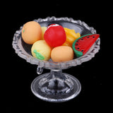 Maxbell 9Pcs Kitchen Food Set Plastic Fruit and Plate Model Dollhouse Miniature 1/12
