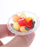 Maxbell 9Pcs Kitchen Food Set Plastic Fruit and Plate Model Dollhouse Miniature 1/12