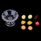 Maxbell 9Pcs Kitchen Food Set Plastic Fruit and Plate Model Dollhouse Miniature 1/12