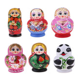 Maxbell Wooden Russian Nesting Dolls Panda Bamboo Matryoshka Hand Painted 10 Pieces