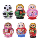 Maxbell Wooden Russian Nesting Dolls Panda Bamboo Matryoshka Hand Painted 10 Pieces