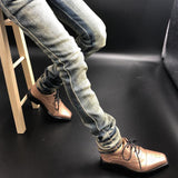 Maxbell 1/3 BJD SD17 Uncle Shoes Laced Leather Shoes for MSD SD Doll Champagne