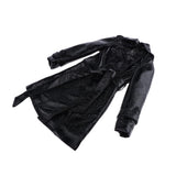 Maxbell Fashion Black PU Leather Trench Coat Top for 1/3 BJD Doll Accs Casual Outfit