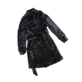Maxbell Fashion Black PU Leather Trench Coat Top for 1/3 BJD Doll Accs Casual Outfit