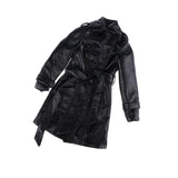 Maxbell Fashion Black PU Leather Trench Coat Top for 1/3 BJD Doll Accs Casual Outfit