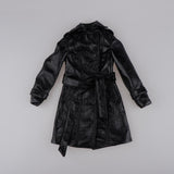 Maxbell Fashion Black PU Leather Trench Coat Top for 1/3 BJD Doll Accs Casual Outfit