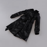 Maxbell Fashion Black PU Leather Trench Coat Top for 1/3 BJD Doll Accs Casual Outfit