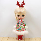 Maxbell Doll Christmas Outfit Plush Dress Shoes Suit for 12" Blythe Dolls Clothes #2