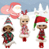Maxbell Doll Christmas Outfit Cape Coat Dress Boots Suit for 12" Blythe Doll Clothes