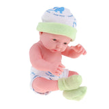 Maxbell 25cm Soft Vinyl Realistic Infant Newborn Baby Doll Kids Toy in Green Clothes