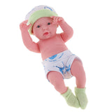 Maxbell 25cm Soft Vinyl Realistic Infant Newborn Baby Doll Kids Toy in Green Clothes