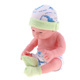 Maxbell 25cm Soft Vinyl Realistic Infant Newborn Baby Doll Kids Toy in Green Clothes