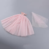 Maxbell Fashion Strapless Wedding Dress Princess Skirt for 1/6 Doll Accs Pink