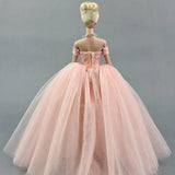 Maxbell Fashion Strapless Wedding Dress Princess Skirt for 1/6 Doll Accs Pink