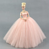 Maxbell Fashion Strapless Wedding Dress Princess Skirt for 1/6 Doll Accs Pink
