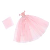 Maxbell Fashion Strapless Wedding Dress Princess Skirt for 1/6 Doll Accs Pink