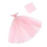 Maxbell Fashion Strapless Wedding Dress Princess Skirt for 1/6 Doll Accs Pink