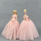 Maxbell Fashion Strapless Wedding Dress Princess Skirt for 1/6 Doll Accs Pink