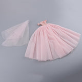 Maxbell Fashion Strapless Wedding Dress Princess Skirt for 1/6 Doll Accs Pink