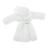 Maxbell Fashion Long Plush Coat with Belt White Casual Outfits for 1/6 Doll DIY Accs - Aladdin Shoppers