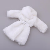 Maxbell Fashion Long Plush Coat with Belt White Casual Outfits for 1/6 Doll DIY Accs - Aladdin Shoppers