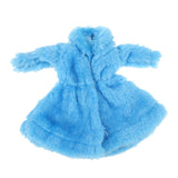 Maxbell Fashion Long Plush Coat Waisted Blue Casual Outfits for 1/6 Doll DIY Accessory - Aladdin Shoppers