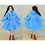 Maxbell Fashion Long Plush Coat Waisted Blue Casual Outfits for 1/6 Doll DIY Accessory - Aladdin Shoppers