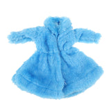 Maxbell Fashion Long Plush Coat Waisted Blue Casual Outfits for 1/6 Doll DIY Accessory - Aladdin Shoppers