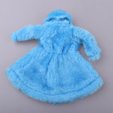 Maxbell Fashion Long Plush Coat Waisted Blue Casual Outfits for 1/6 Doll DIY Accessory - Aladdin Shoppers