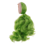 Maxbell Long Curly Wig with Head Scalp Shell for 1/6 Blythe Doll DIY Accs Green
