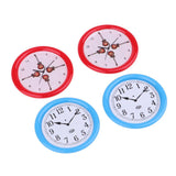 Maxbell 4 Pieces Resin Miniature Furniture Round Wall Clock Dollhouse Decoration Accessories Decor Toy Gift -Red & Blue - Aladdin Shoppers