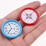 Maxbell 4 Pieces Resin Miniature Furniture Round Wall Clock Dollhouse Decoration Accessories Decor Toy Gift -Red & Blue - Aladdin Shoppers