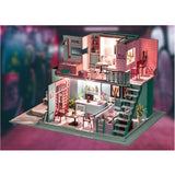 Maxbell 1:24 DIY Miniature Dollhouse Doll House Furnitures Kids Gift -Pink Cafe