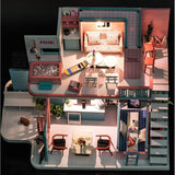 Maxbell 1:24 DIY Miniature Dollhouse Doll House Furnitures Kids Gift -Pink Cafe