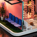 Maxbell 1:24 DIY Miniature Dollhouse Doll House Furnitures Kids Gift -Pink Cafe