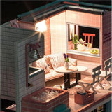 Maxbell 1:24 DIY Miniature Dollhouse Doll House Furnitures Kids Gift -Pink Cafe