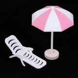 Maxbell 5 Set Miniature Deck Chair Beach Umbrella Dollhouse Colorful Scenes Decor / Photography Props - Aladdin Shoppers