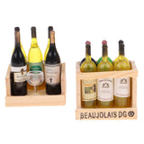 Miniature Wine Juice Bottles Cup Wood Rack 1/12 Dollhouse Drink Model 3 Sets