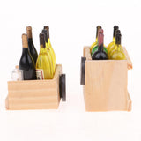 Miniature Wine Juice Bottles Cup Wood Rack 1/12 Dollhouse Drink Model 3 Sets
